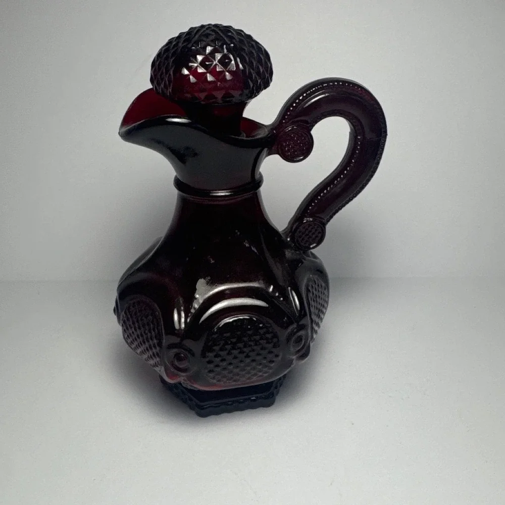 Avon Decanter Cruet Unisex OS Ruby Red Cape Cod Diamond Point Glass